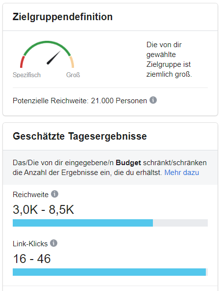 Budgetkalkulation für Facebookkampagnen Bild 1