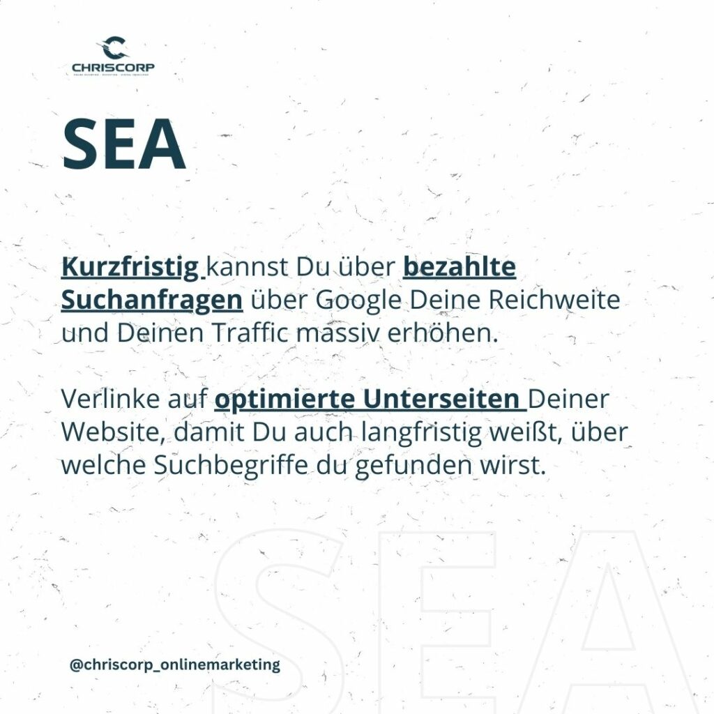 Website Marketing - Maßnahme SEA - Bezahlte Werbung im Suchnetzwerk bei Google